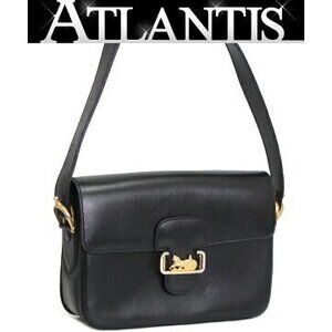 Celine Carriage Shoulder Bag Black Calf Leather